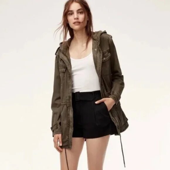 Talula Aritzia Utility Cargo Jacket 100% Cotton Grey - Picture 1 of 14
